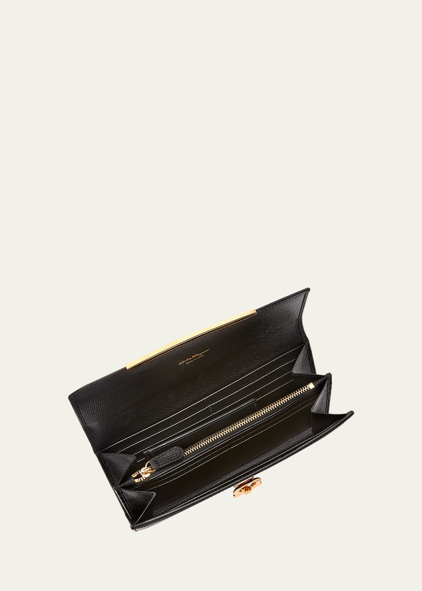 Icona Leather Continental Wallet w/ Hanging ID Tag, Black - 2