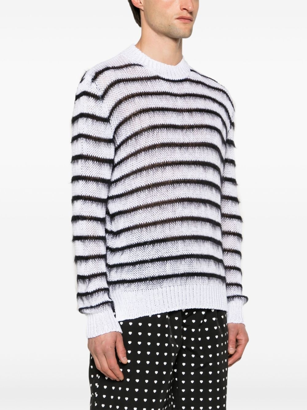 striped open-knit jumper - 3