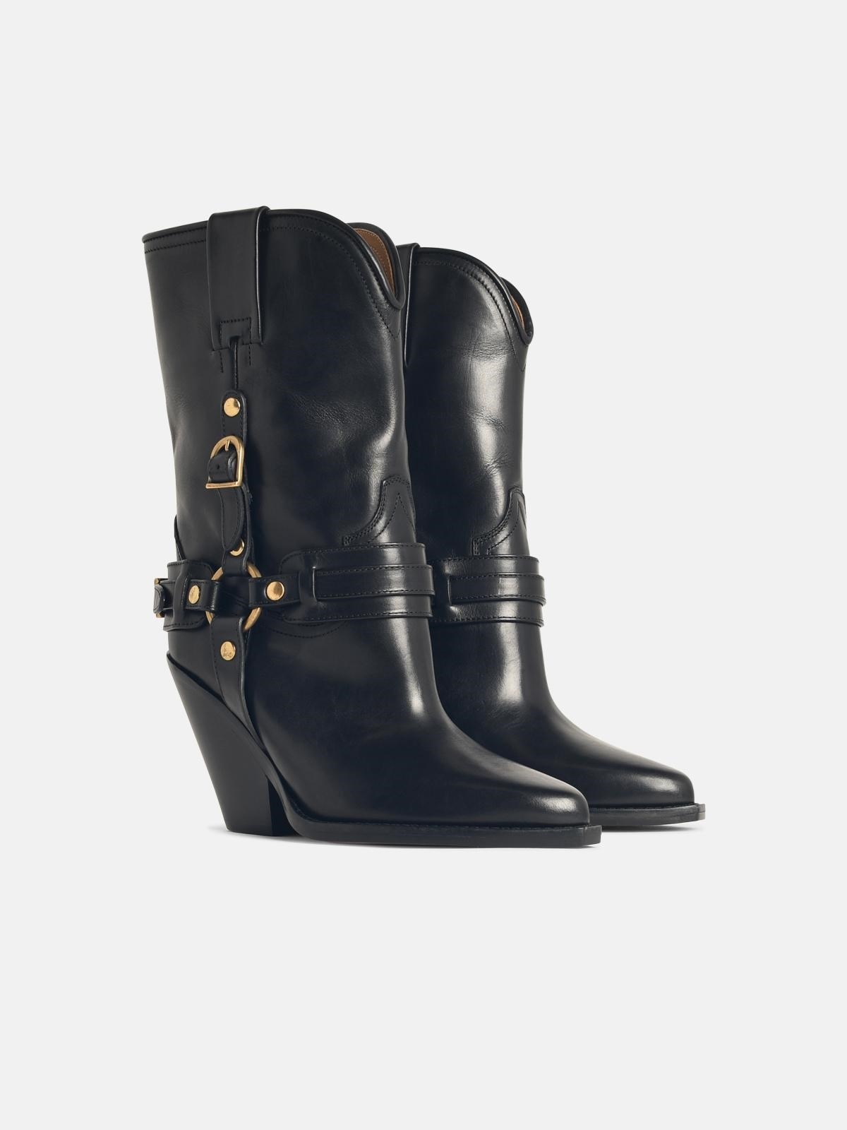 'LYCA' BLACK LEATHER BOOTS - 2