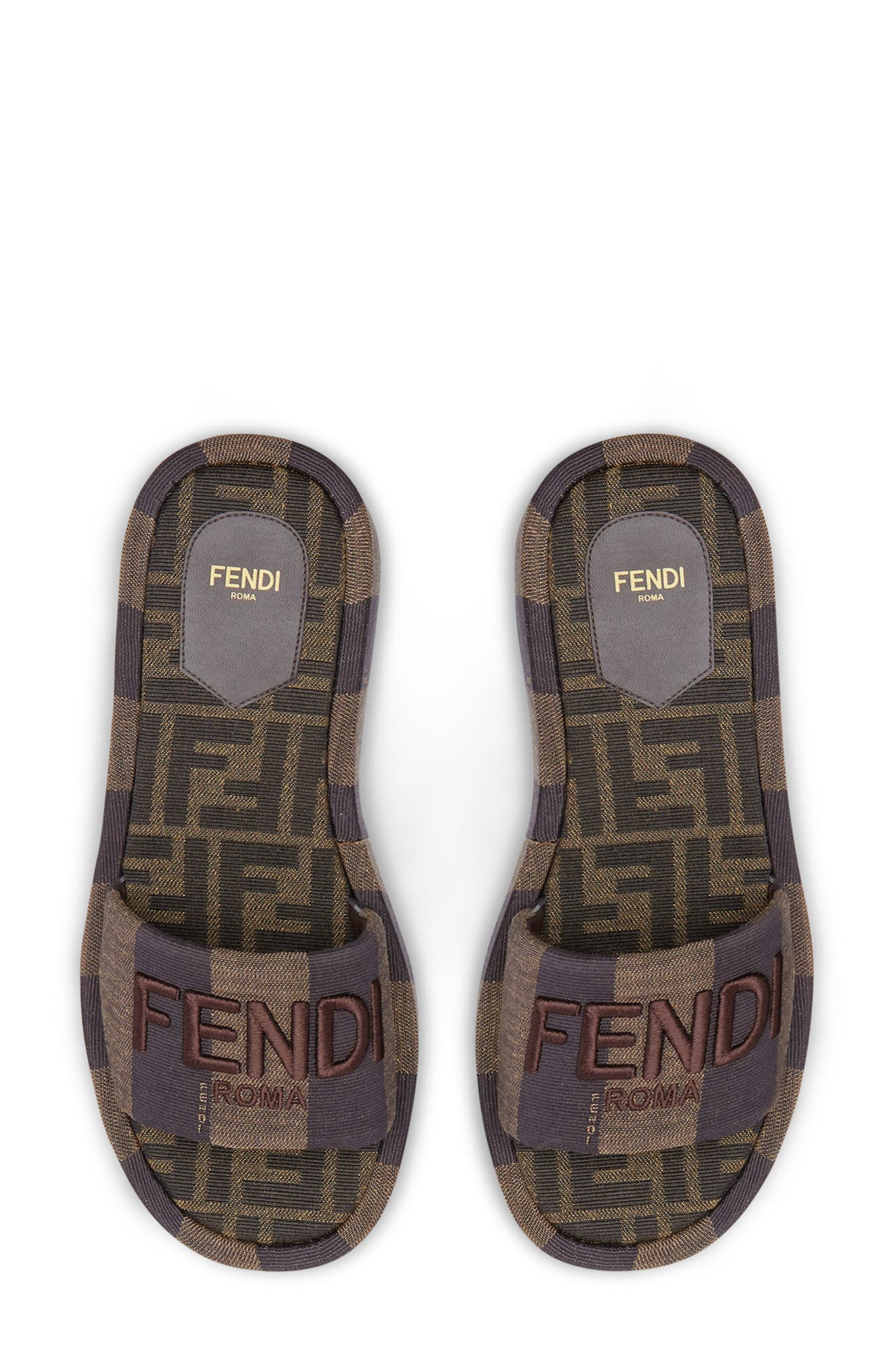 Fendi Flatform Platform Slide Sandal in F1P95 Tabacco Nero Moro at Nordstrom - 3