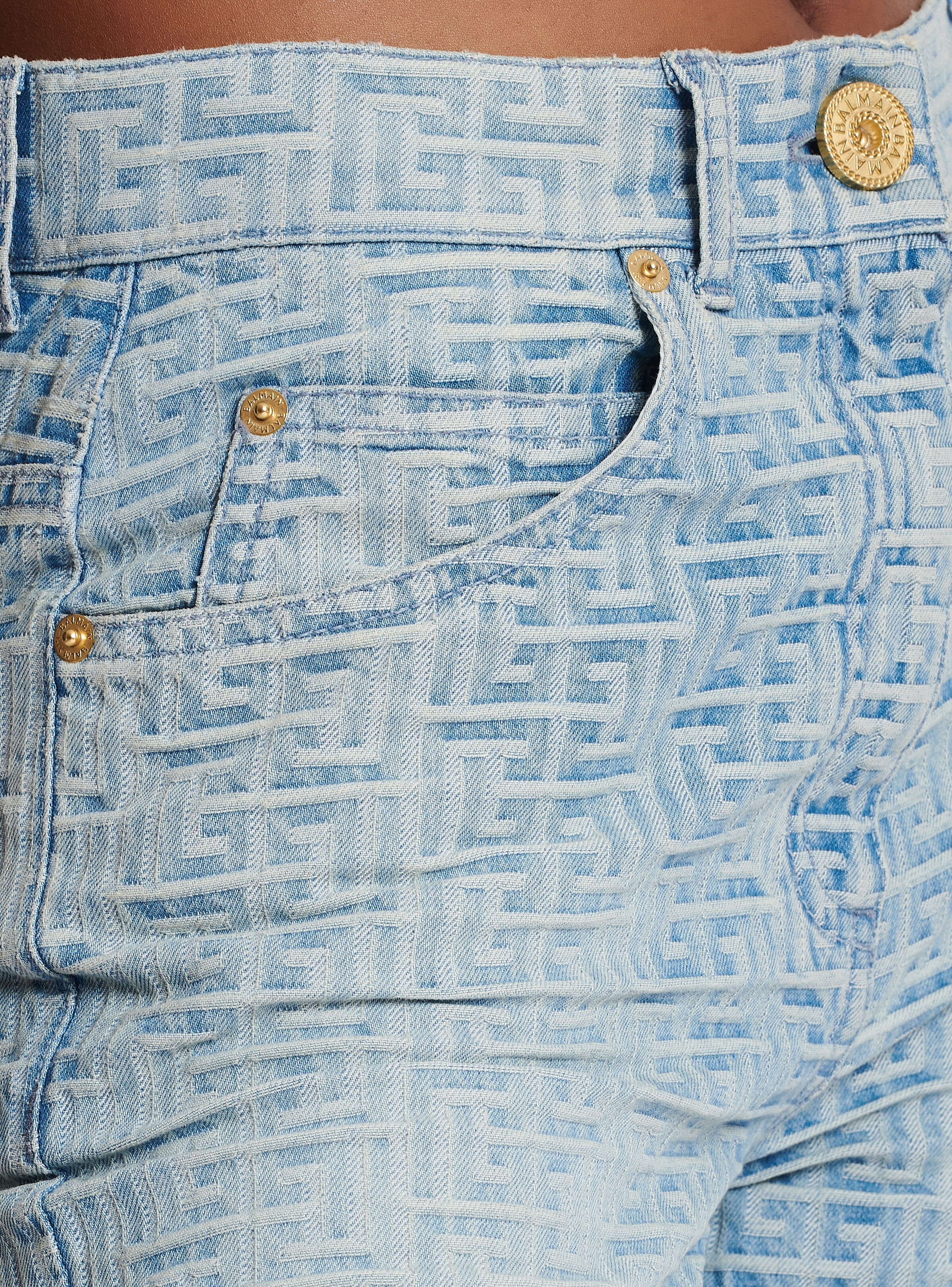 Monogrammed straight-cut denim jeans - 6