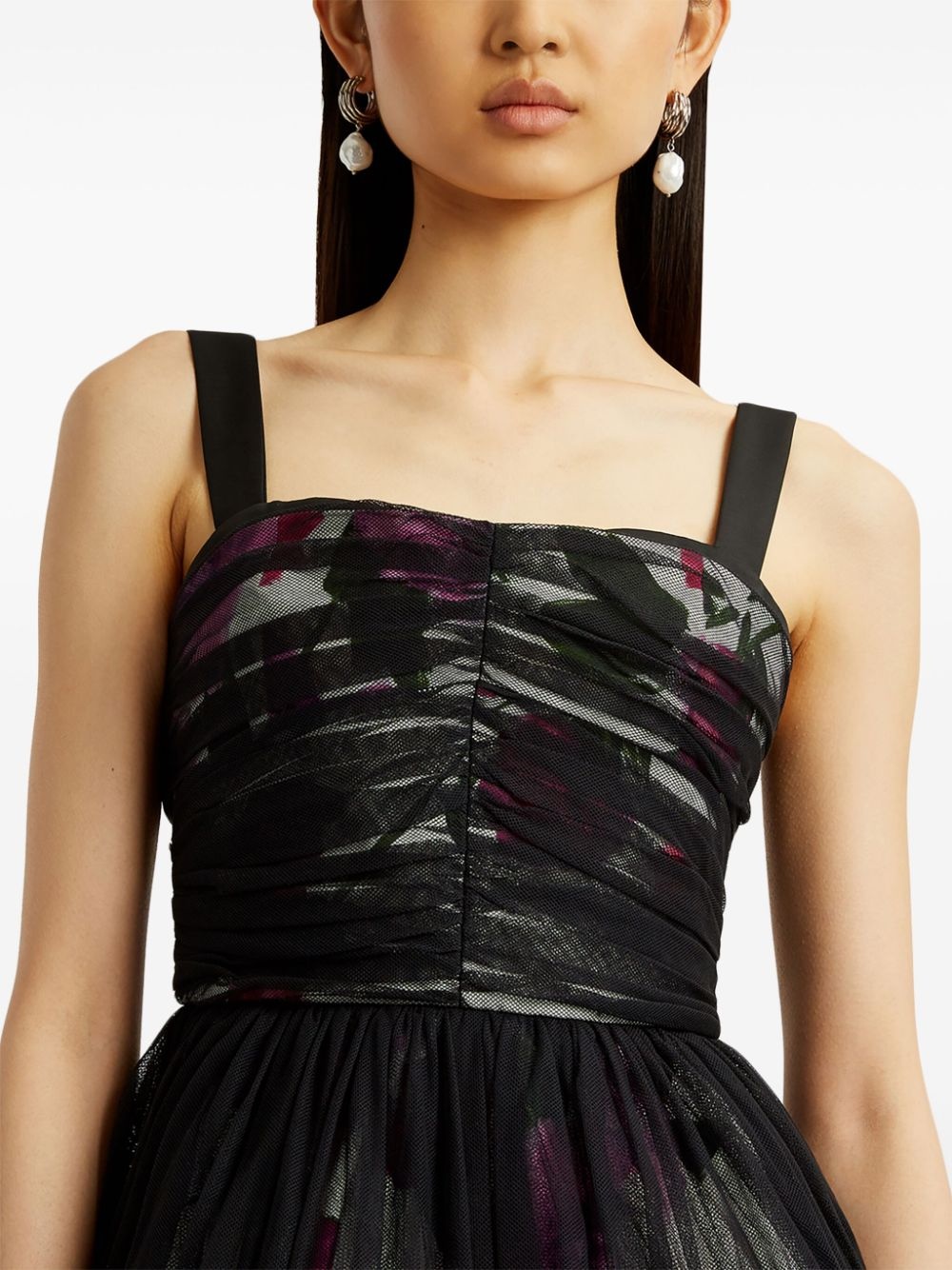 tulle-overlay midi dress - 5
