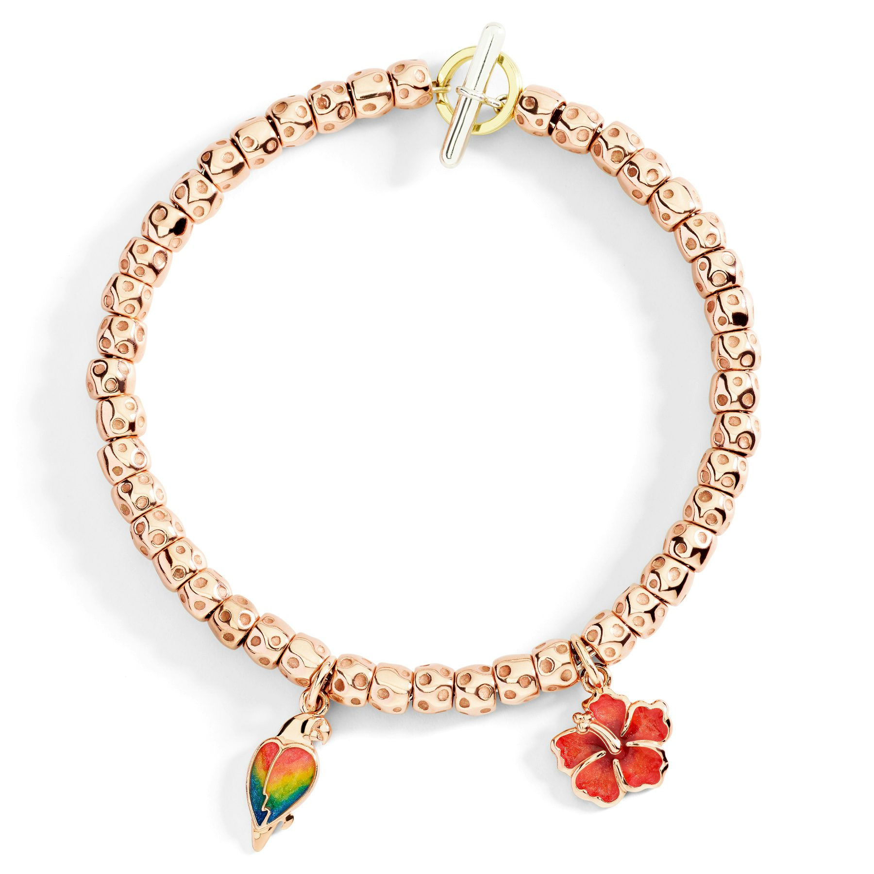 ROSE GOLD & ENAMEL HIBISCUS FLOWER CHARM - 3