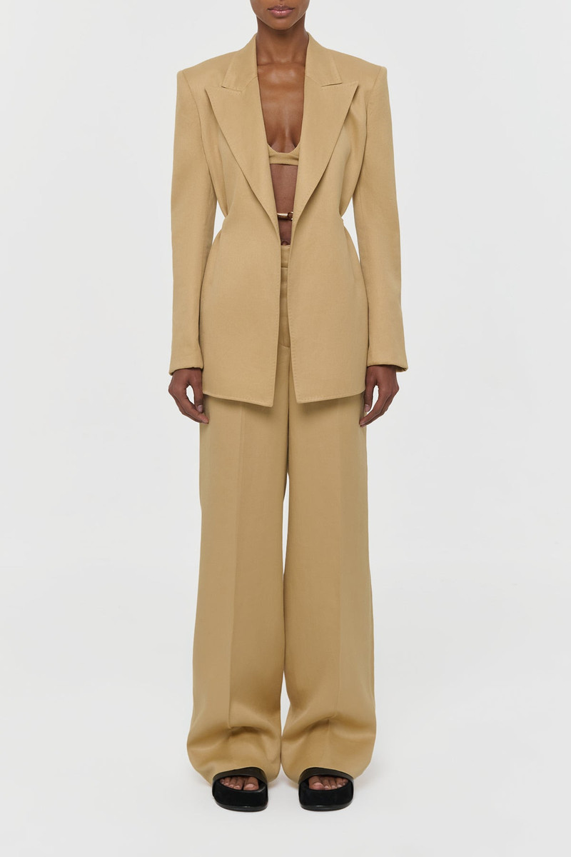 GABRIELA HEARST Epona Rope Blazer in Wheat Textured Linen Slub outlook