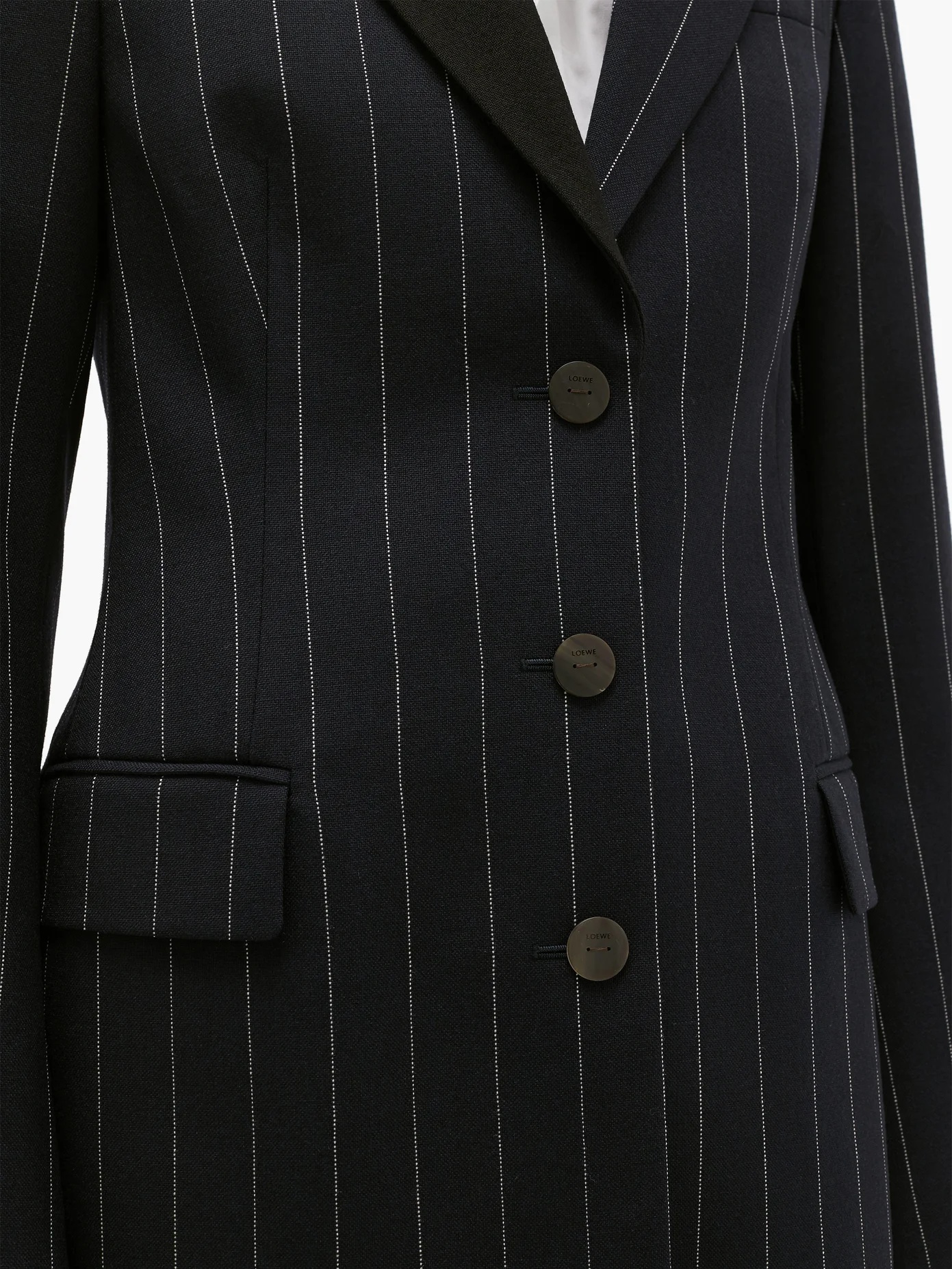 Pinstriped single-breasted wool jacket - 3