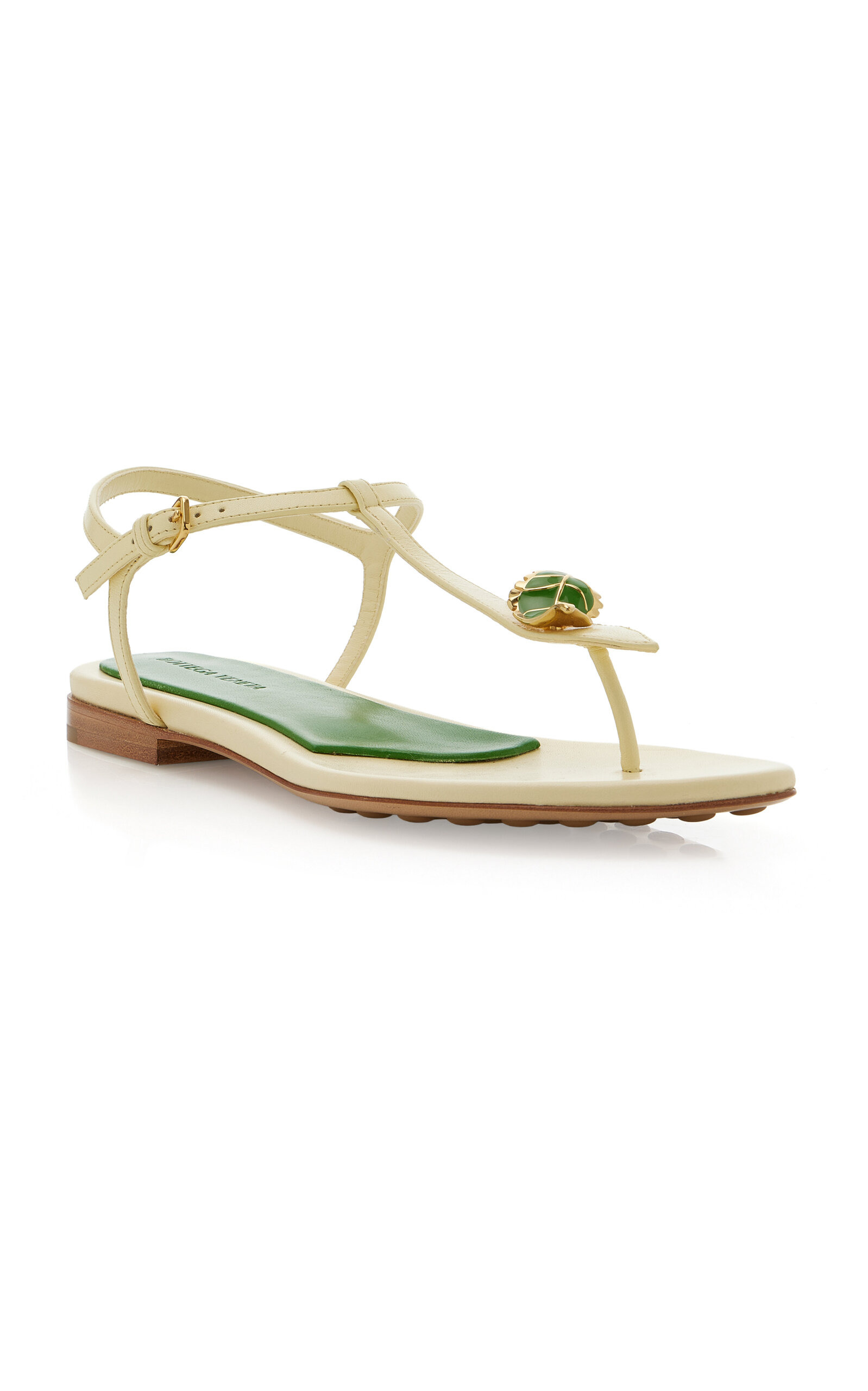 Rana Bamboo-Detailed Leather Sandals yellow - 4