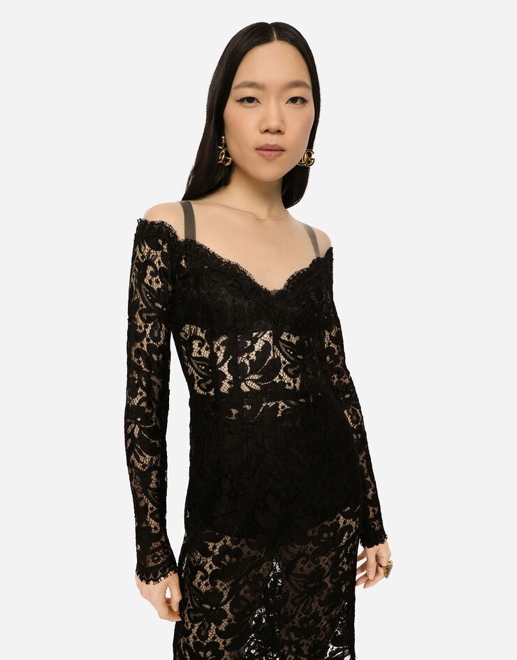 Lace and tulle midi dress - 4