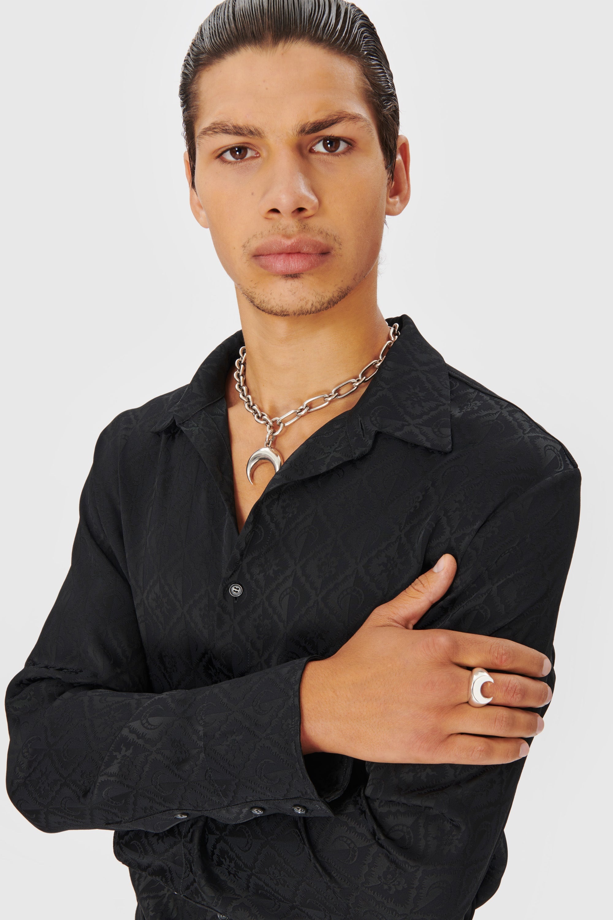 Jacquard Viscose Button Down Shirt - 3