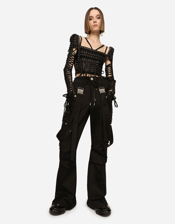 Stretch drill cargo pants with suspenders - 6