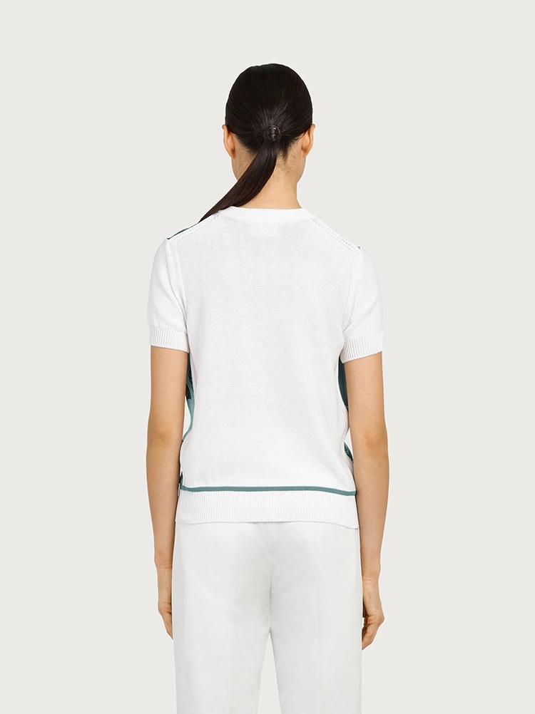 KNITTED TOP WITH SILK INSERTS - 4