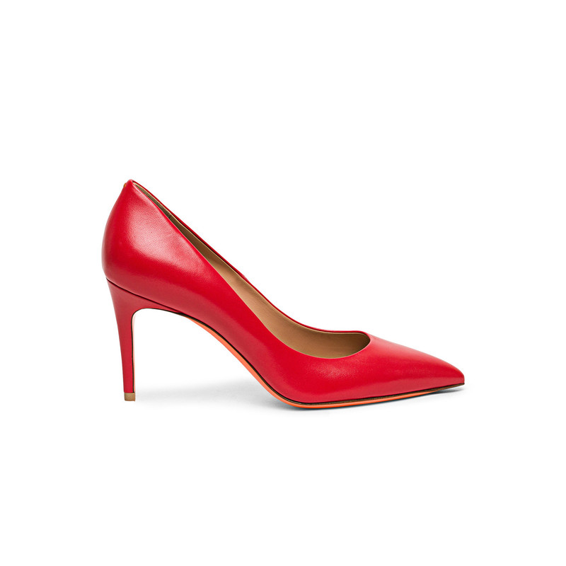 Women's red leather high-heel pump 1