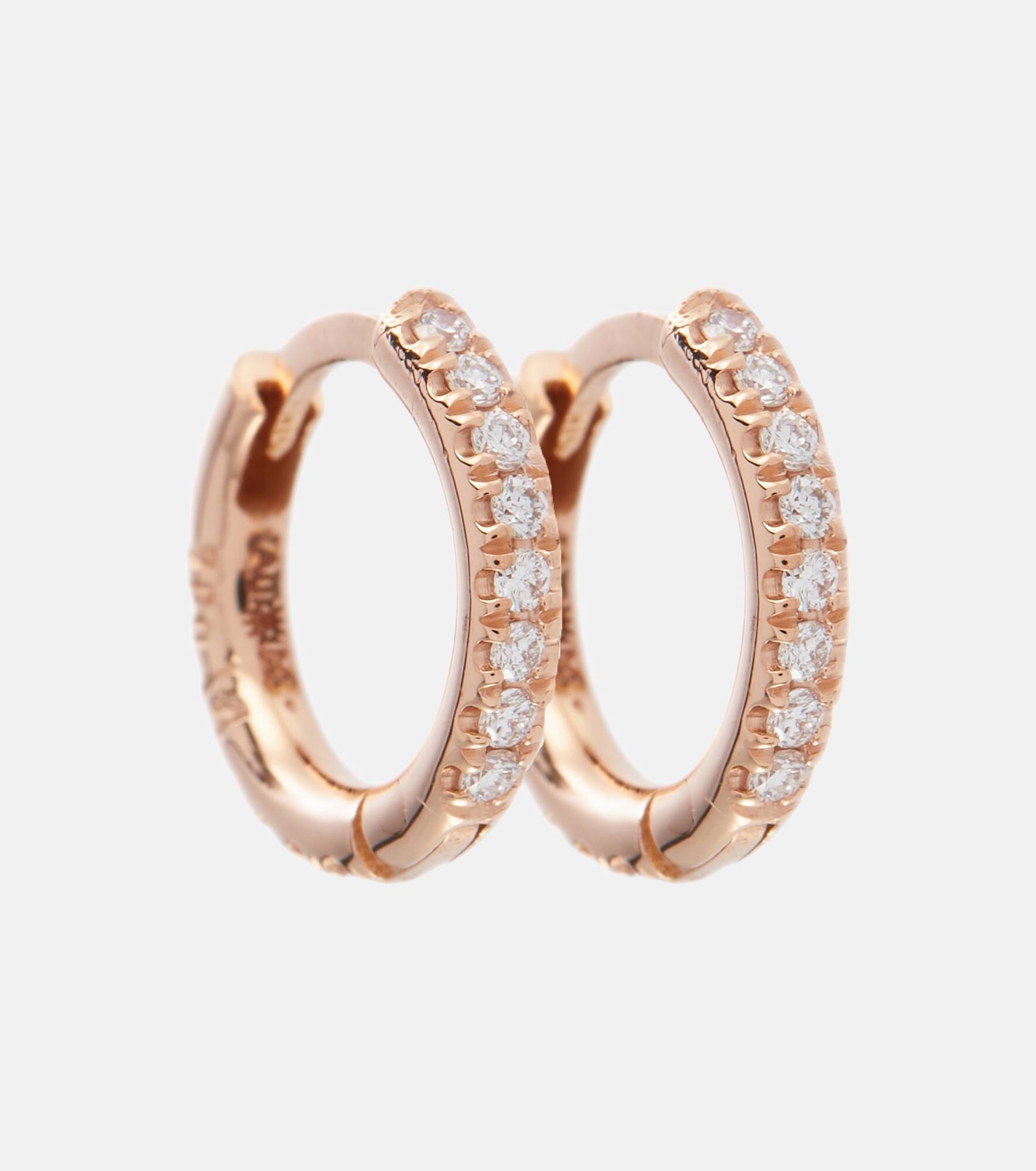 New Mini Hoops 18kt rose gold earrings with diamonds - 1