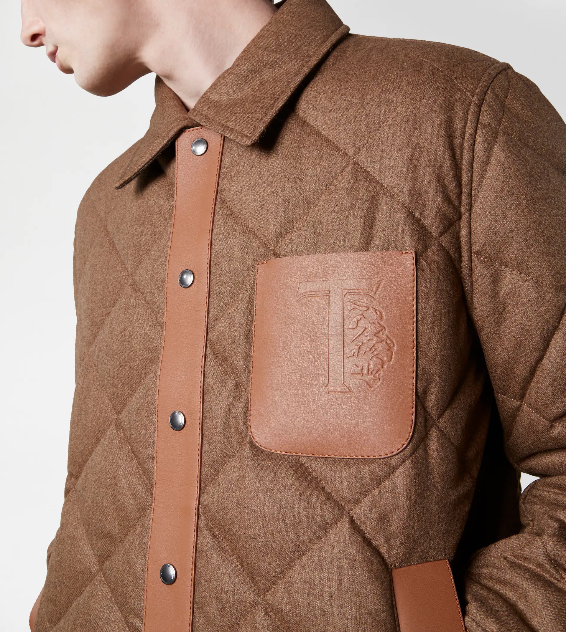 QUILTED OVERSHIRT - BROWN - 5