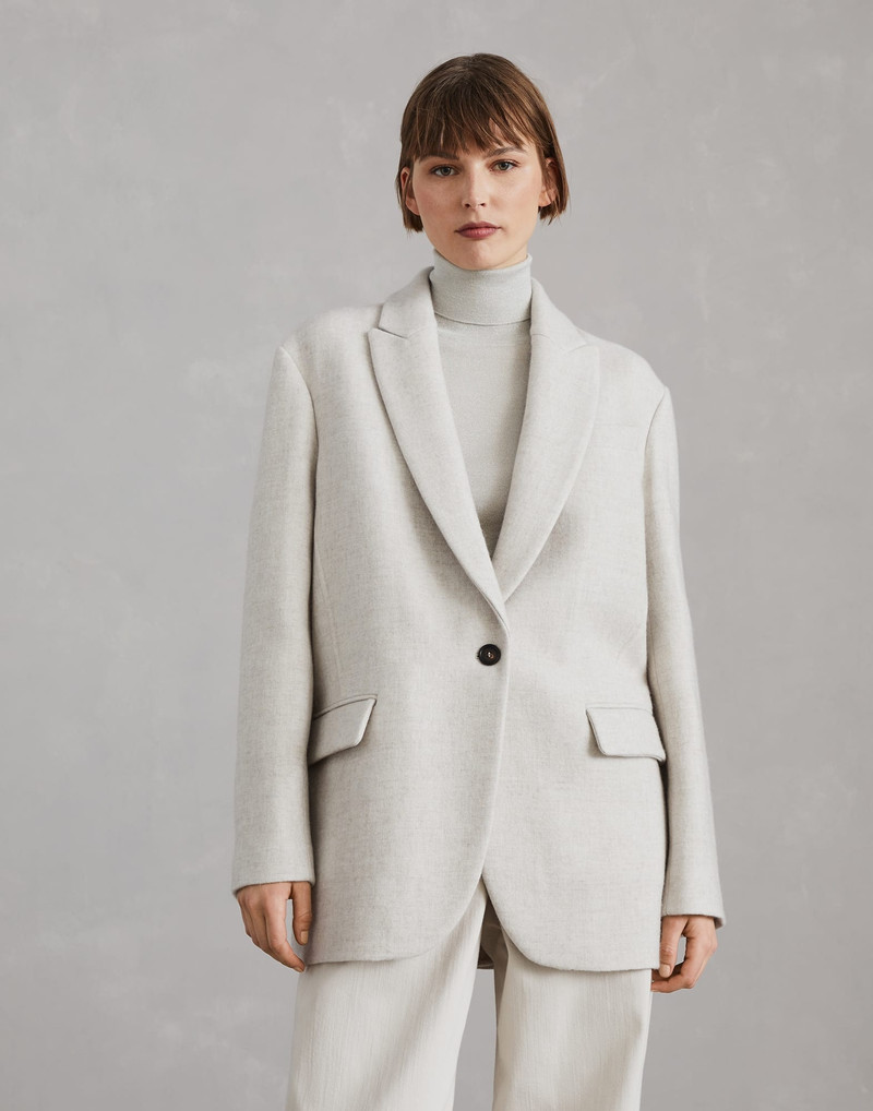 Hand-finished cozy cashmere double cloth blazer with monili 1