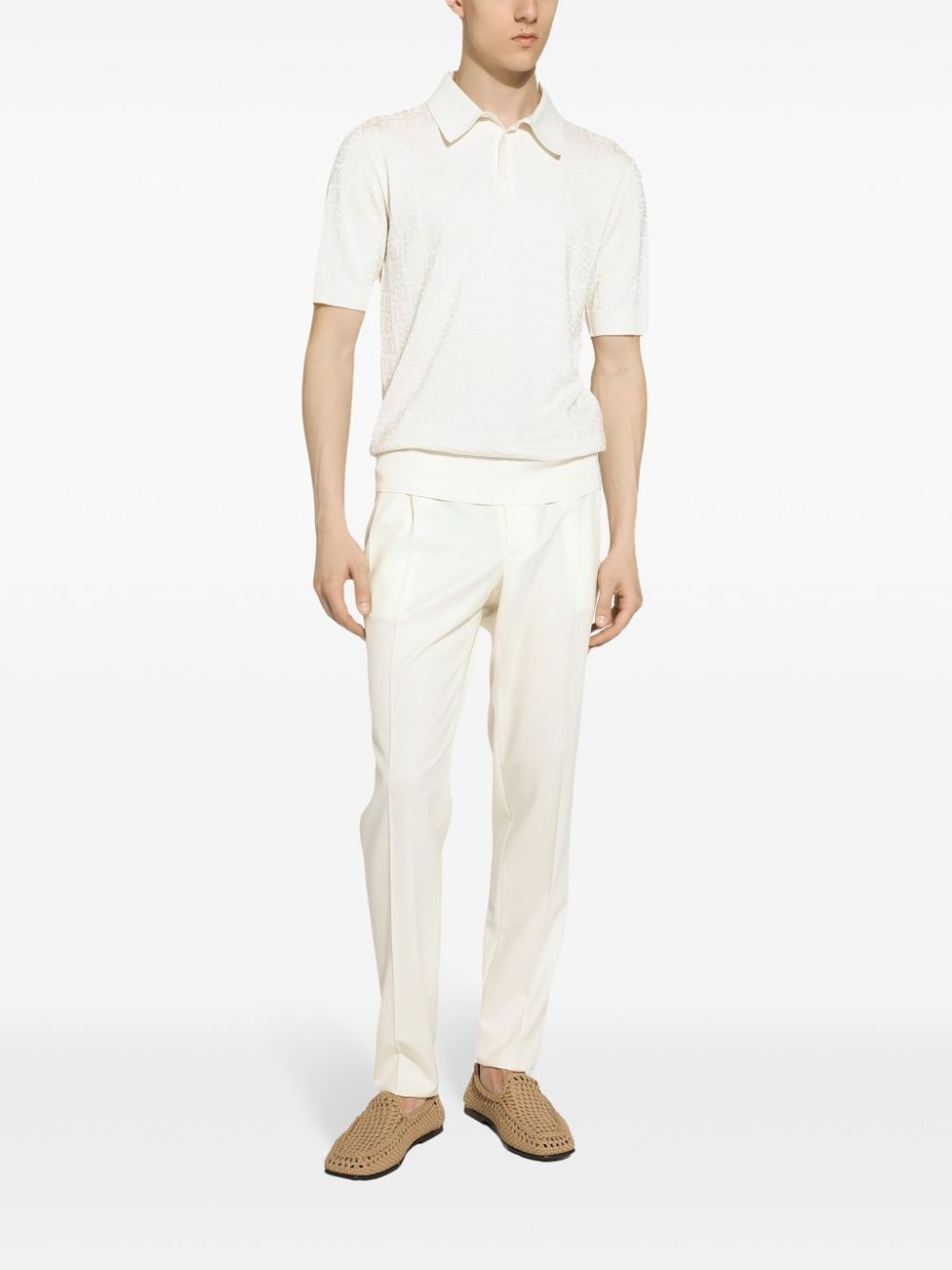 monogram-jacquard silk polo shirt - 2