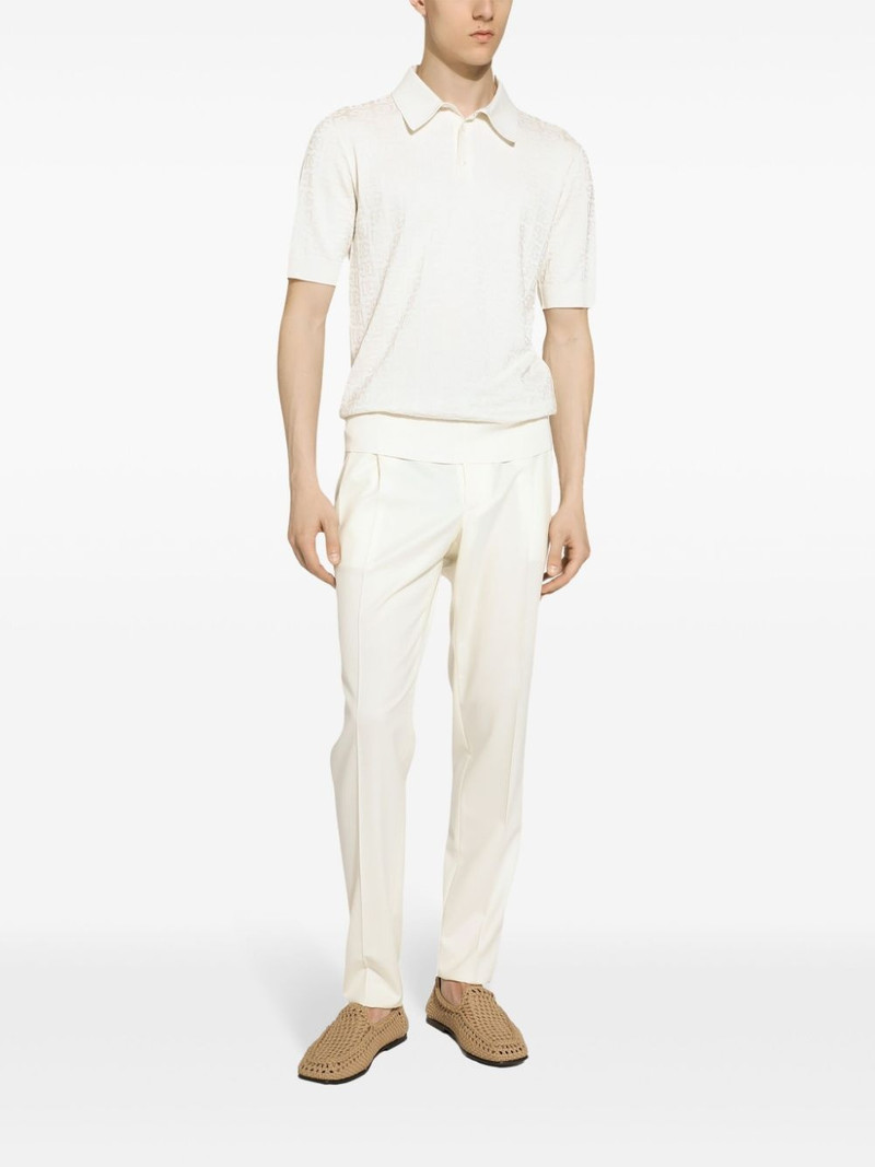 Dolce & Gabbana monogram-jacquard silk polo shirt outlook