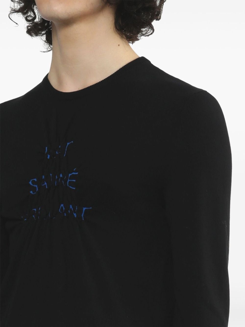 slogan-print gathered sweatshirt - 5