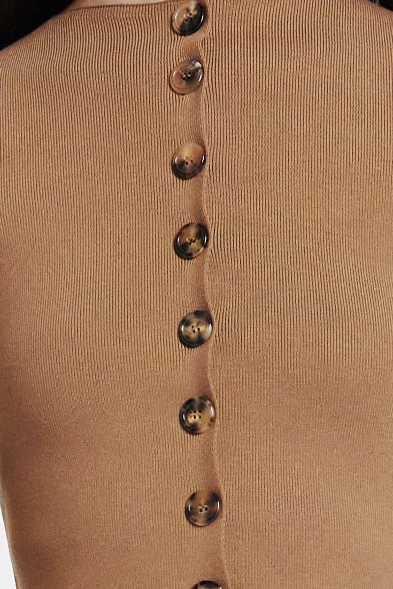A.W.A.K.E. MODE KNIT CROPPED CARDIGAN FLARED SLEEVES BROWN outlook