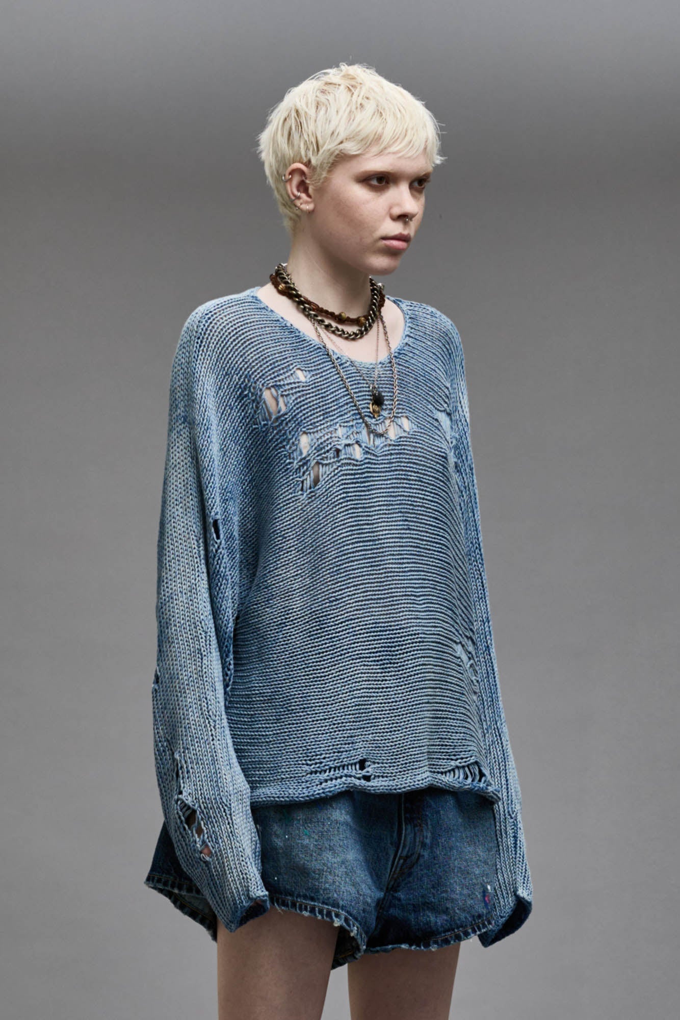 DISTRESSED BOYFRIEND CREWNECK - LIGHT INDIGO - 5