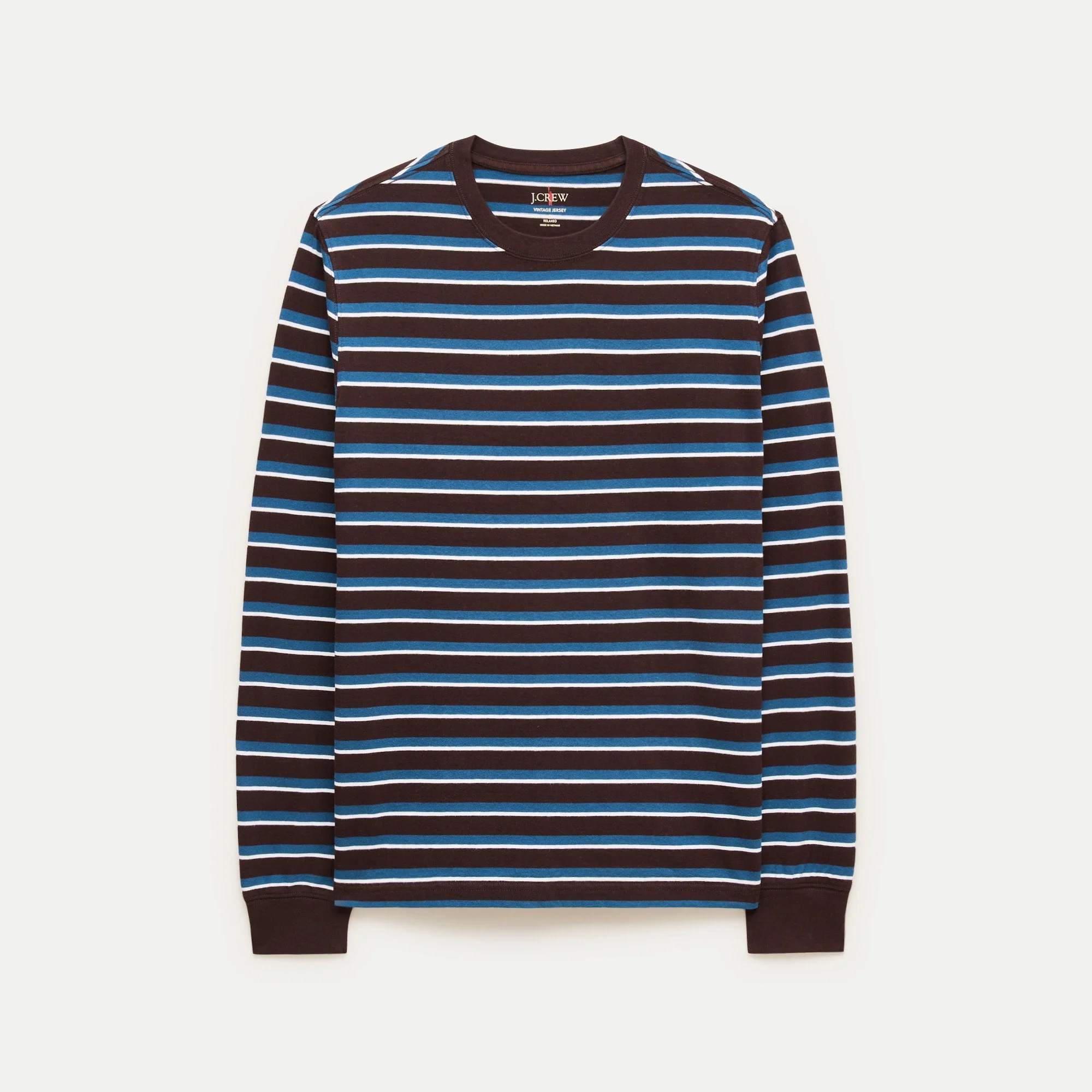 Vintage-wash cotton long-sleeve T-shirt in stripe - 1