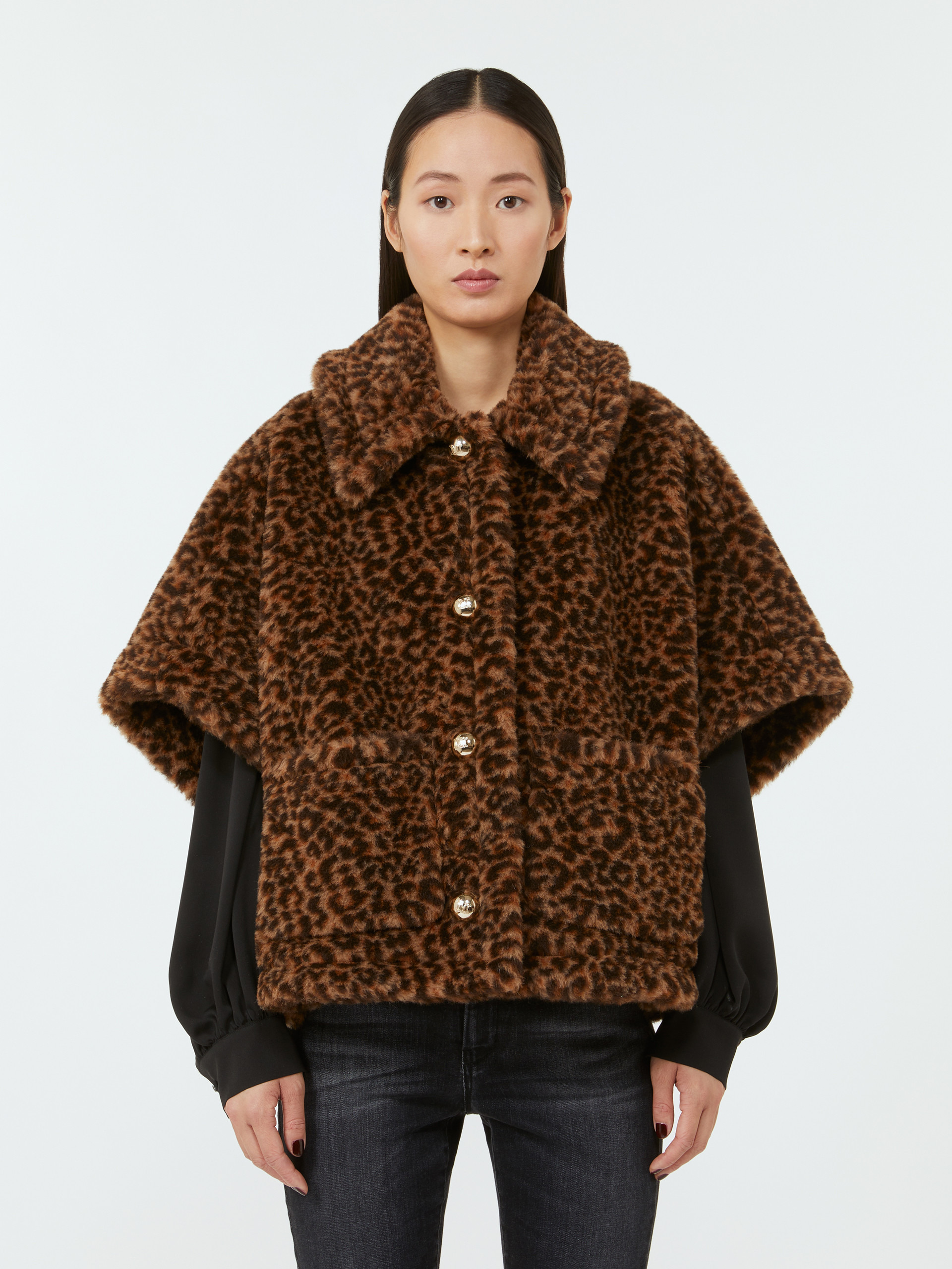 TITTY10 Wool and alpaca jacquard Teddy cape - 3
