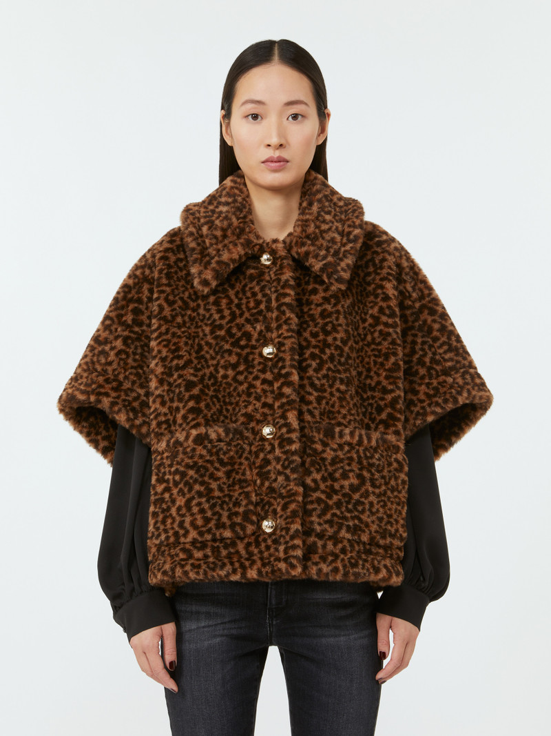 TITTY10 Wool and alpaca jacquard Teddy cape 3