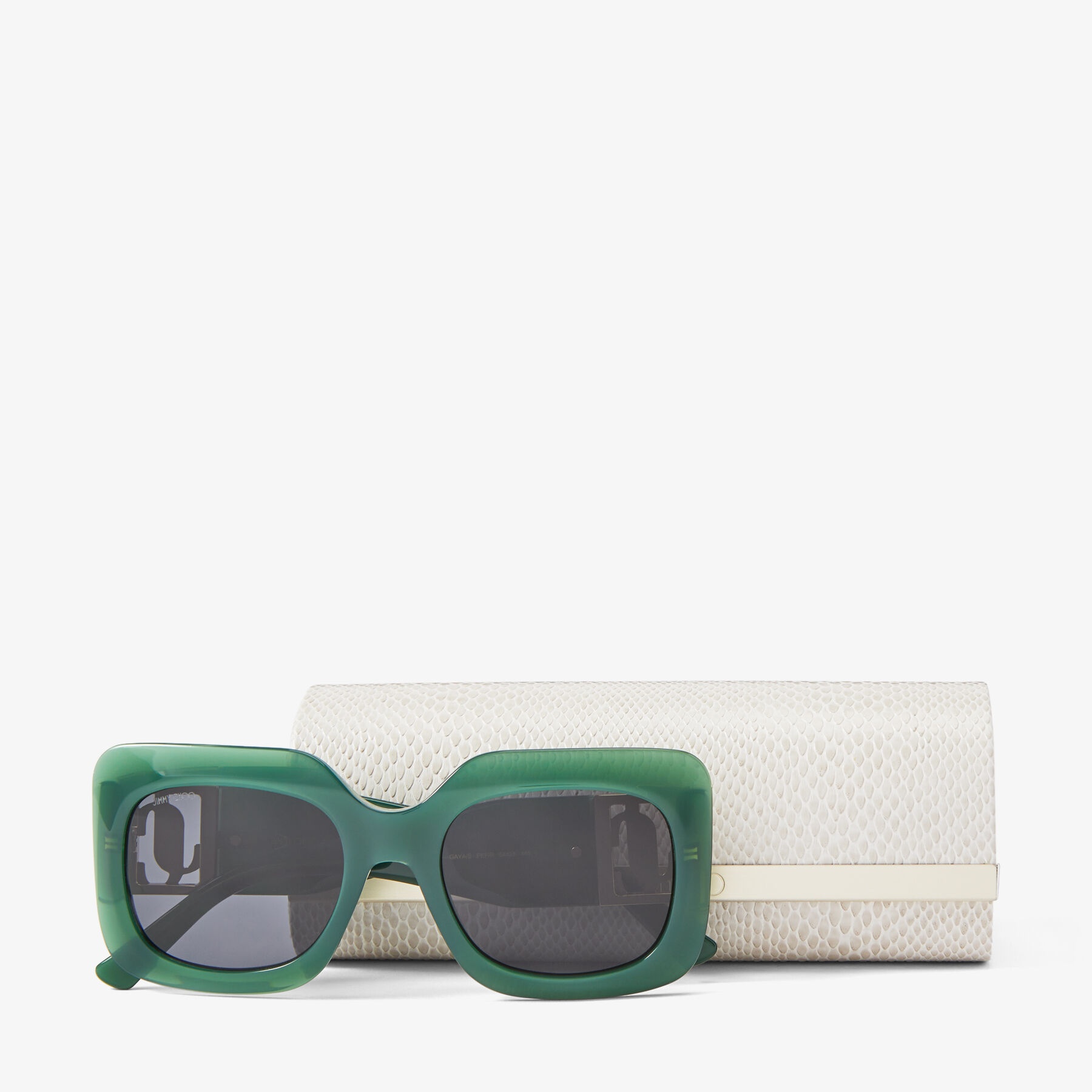 Gaya
Opal Green and Gold Square Frame Sunglasses with JC Emblem - 4
