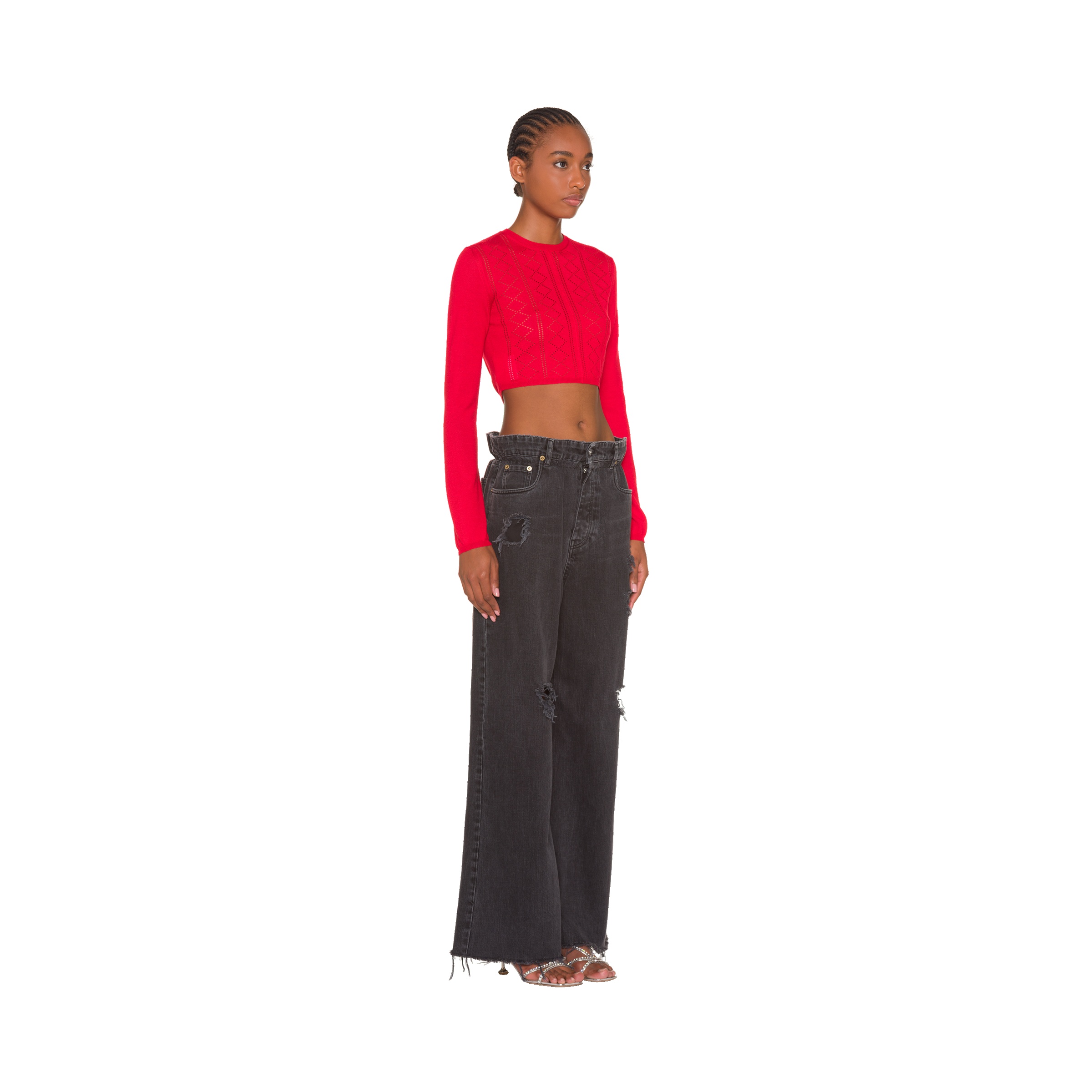 Wide-leg black denim jeans - 3