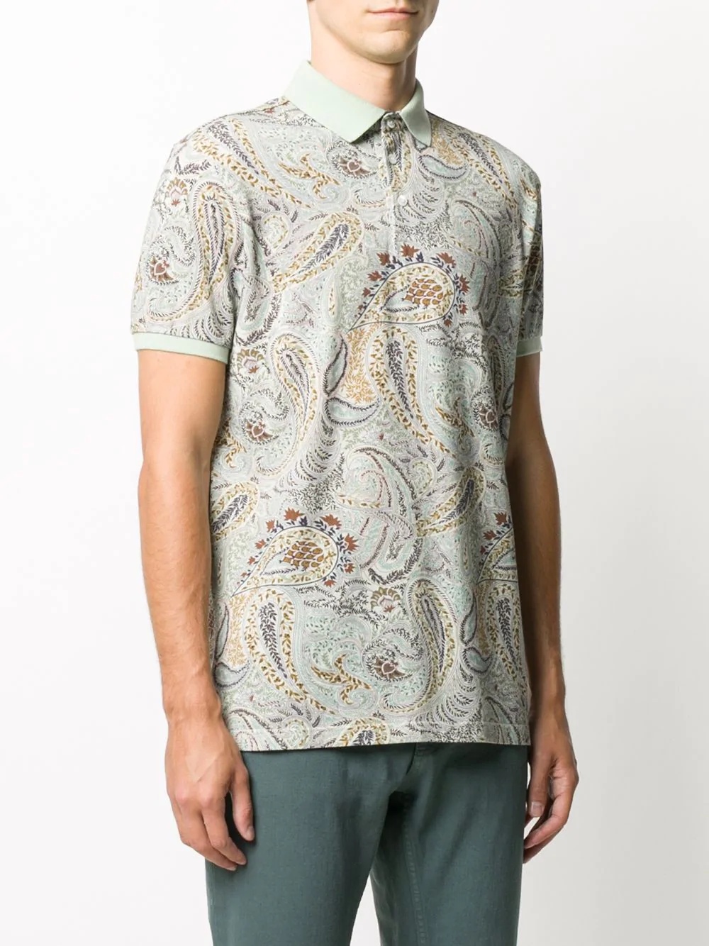 paisley print cotton polo shirt - 3