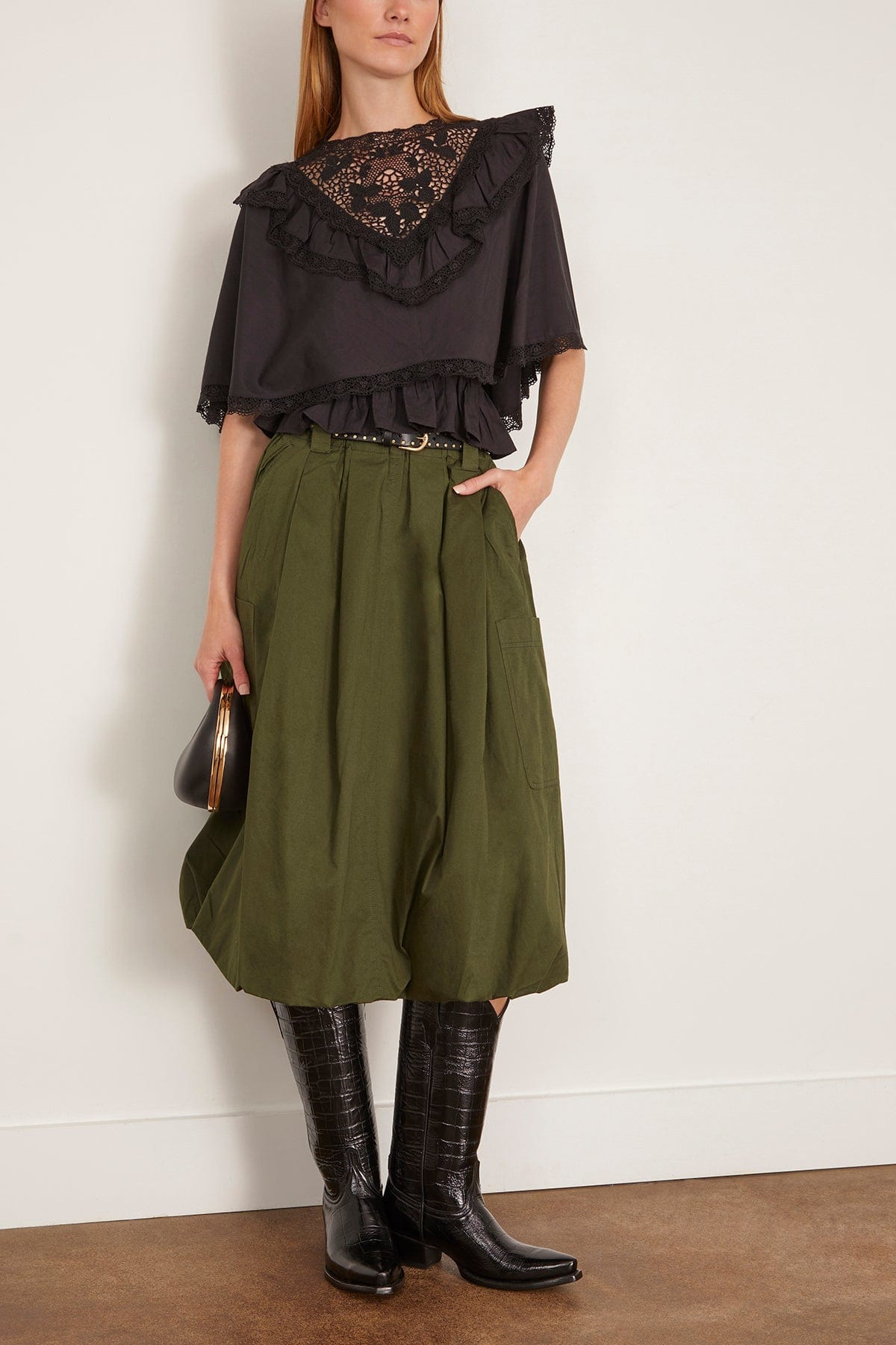 Shanna Lace Capelet Top in Black - 2