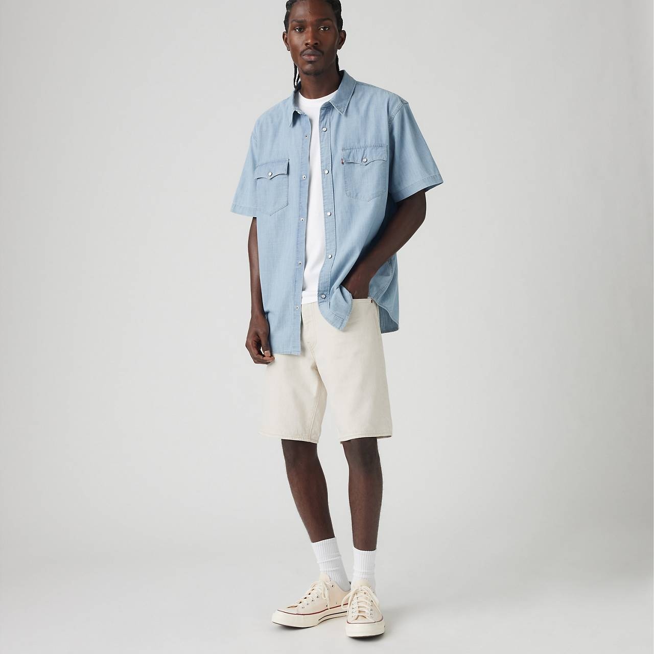 468 STAY LOOSE 9" LINEN+ DENIM MEN'S SHORTS - 3