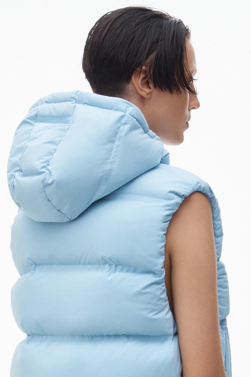 cropped channel vest in feather & down 6