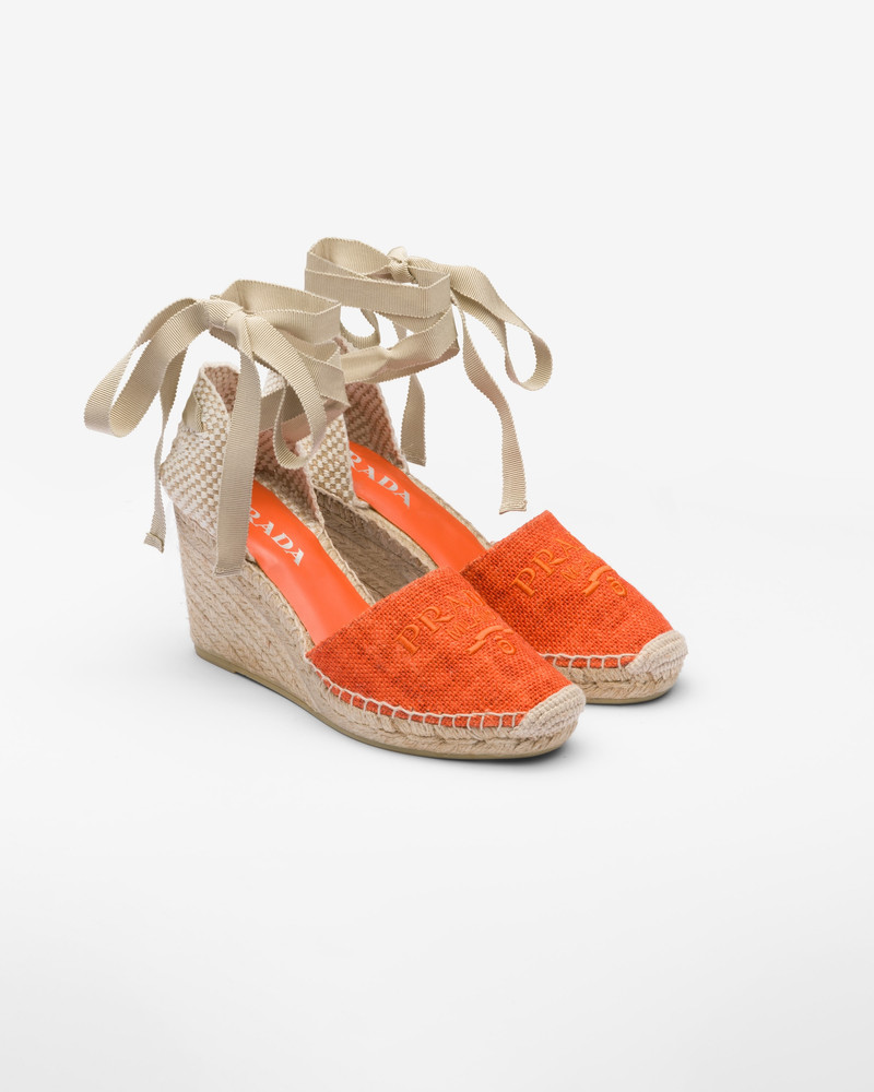 Linen espadrille wedge sandals 1