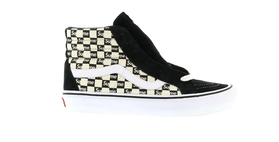 Vans Sk8-Hi Supreme Black Checker Logo - 1