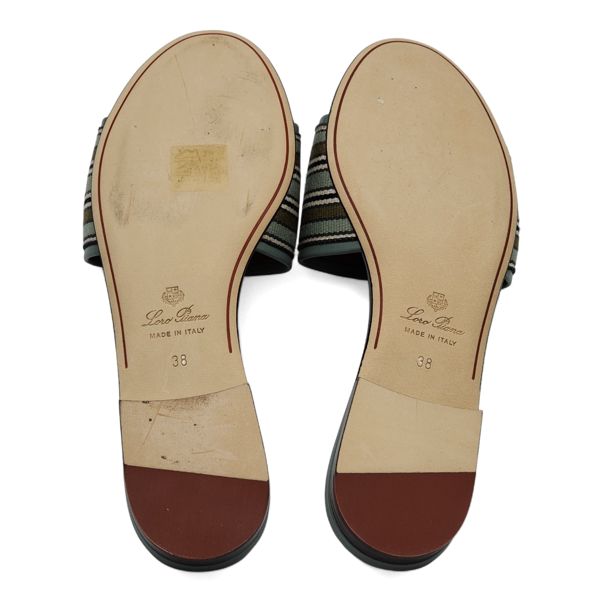 Loro Piana The Suitcase Stripe Flat Sandals in Blue - 12