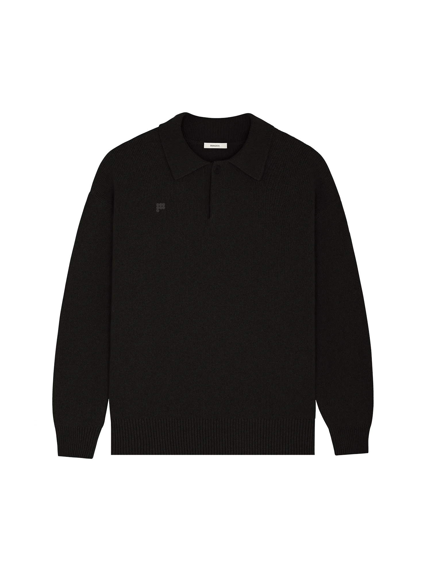 Mens DNA Recycled Cashmere Polo Sweater - Black - 1