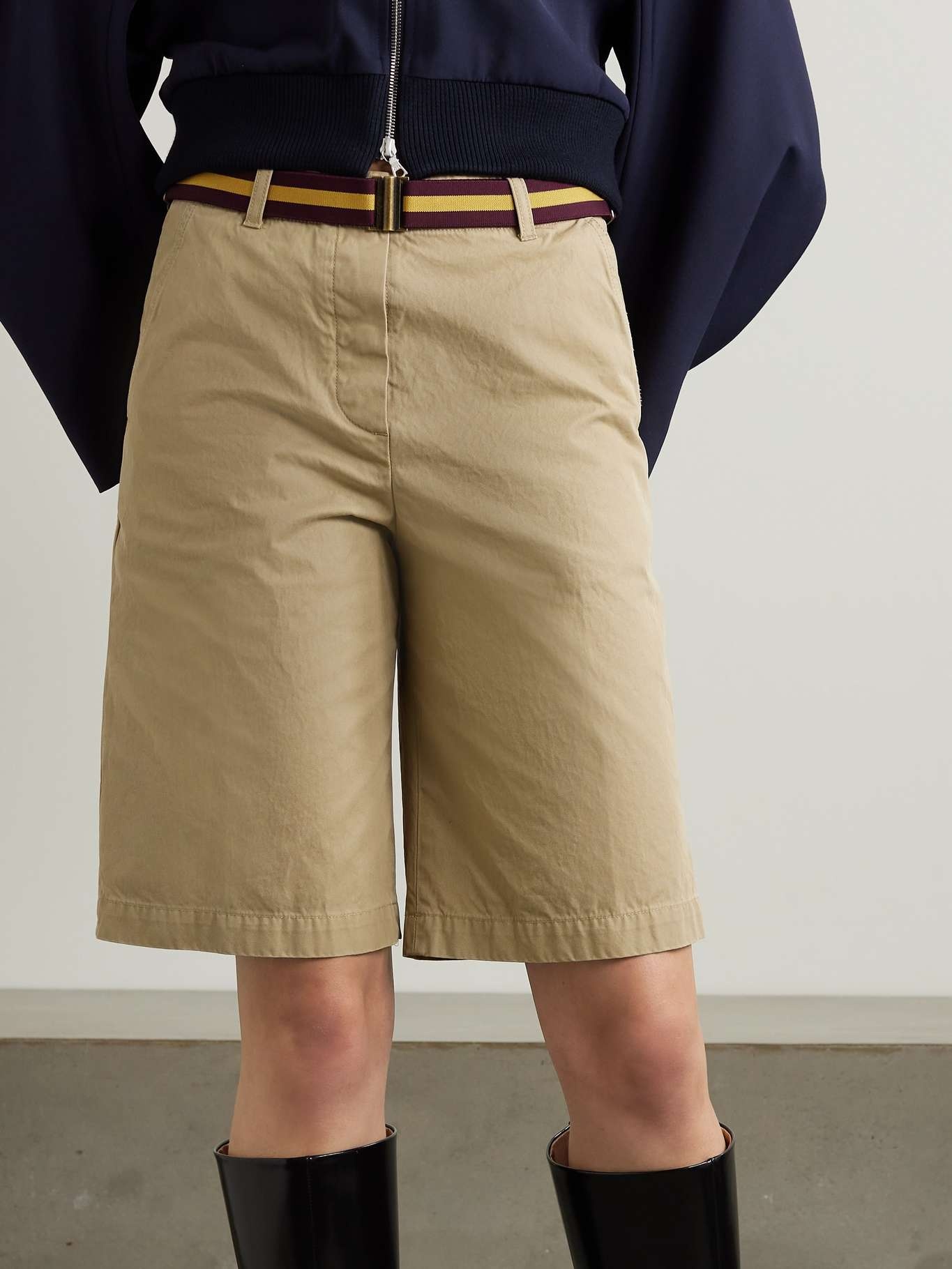 Belted cotton-twill shorts - 3