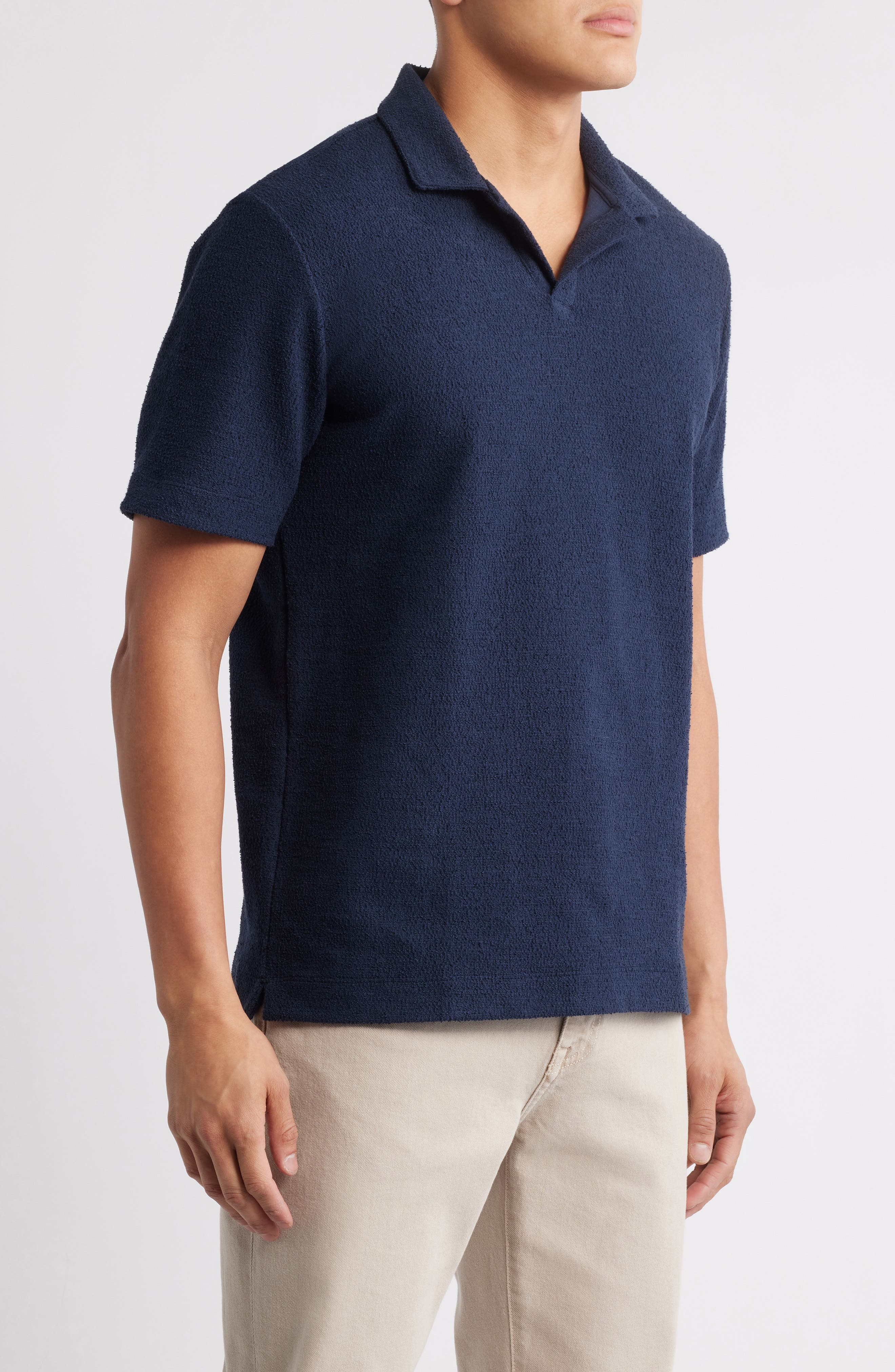 BOSS Pye Johnny Collar Cotton Polo in Dark Blue at Nordstrom - 3