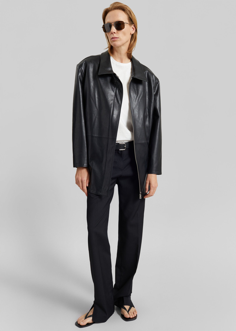Low Classic Low Waist Artificial Leather Jacket - Black 5