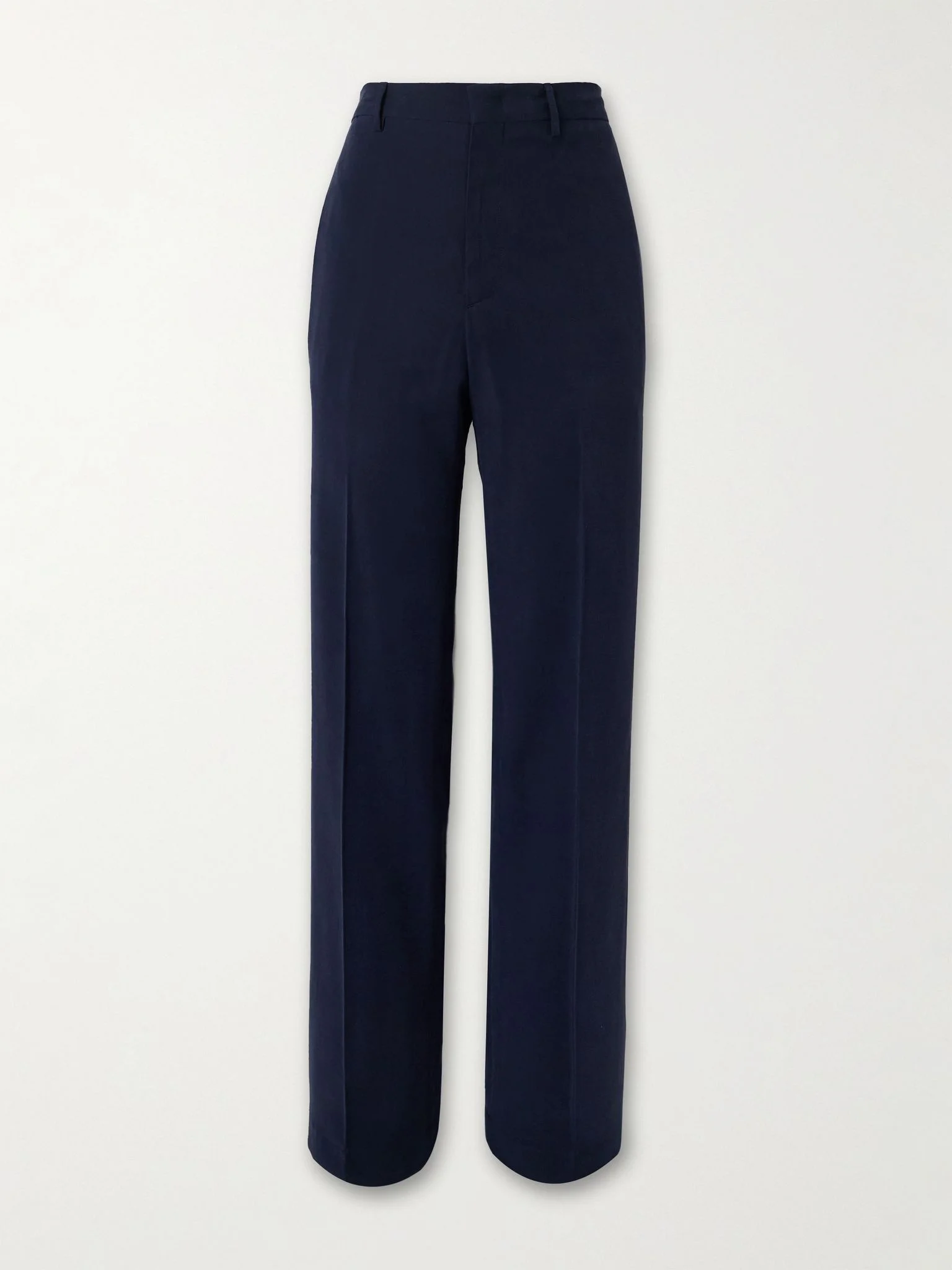 Wide-leg Twill Trousers Navy - 1