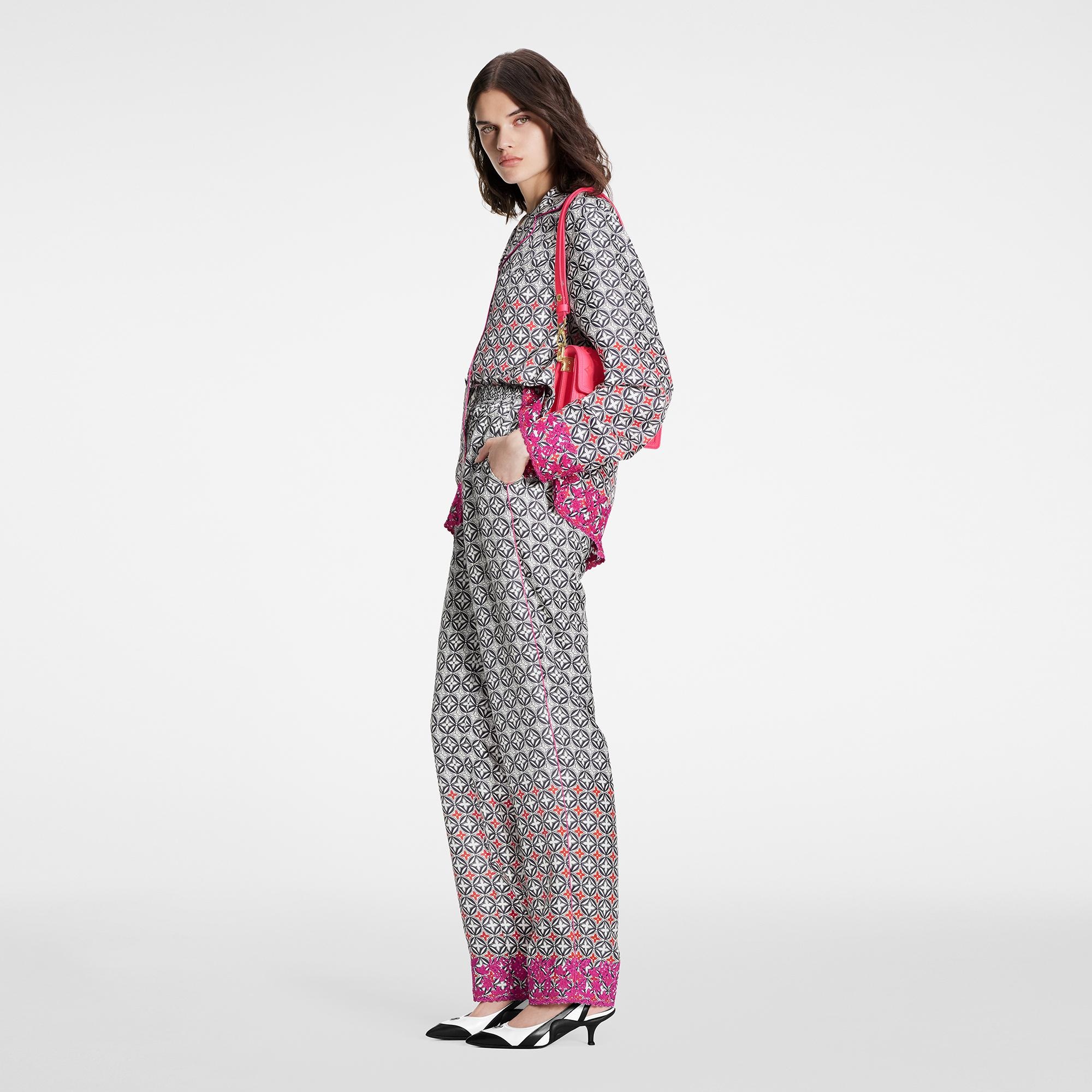 Geometric Monogram Flower Pajama Pants - 2