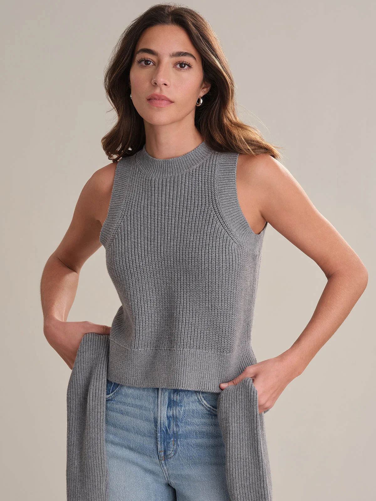 Demi: High Crewneck Cotton Tank - 1