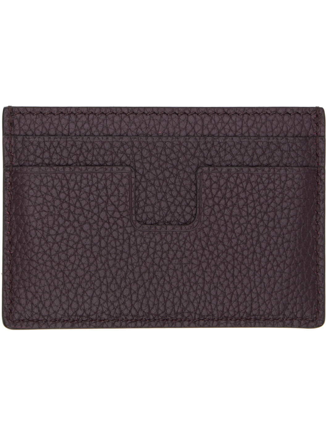 Burgundy Grain Leather Classic Card Holder - 2