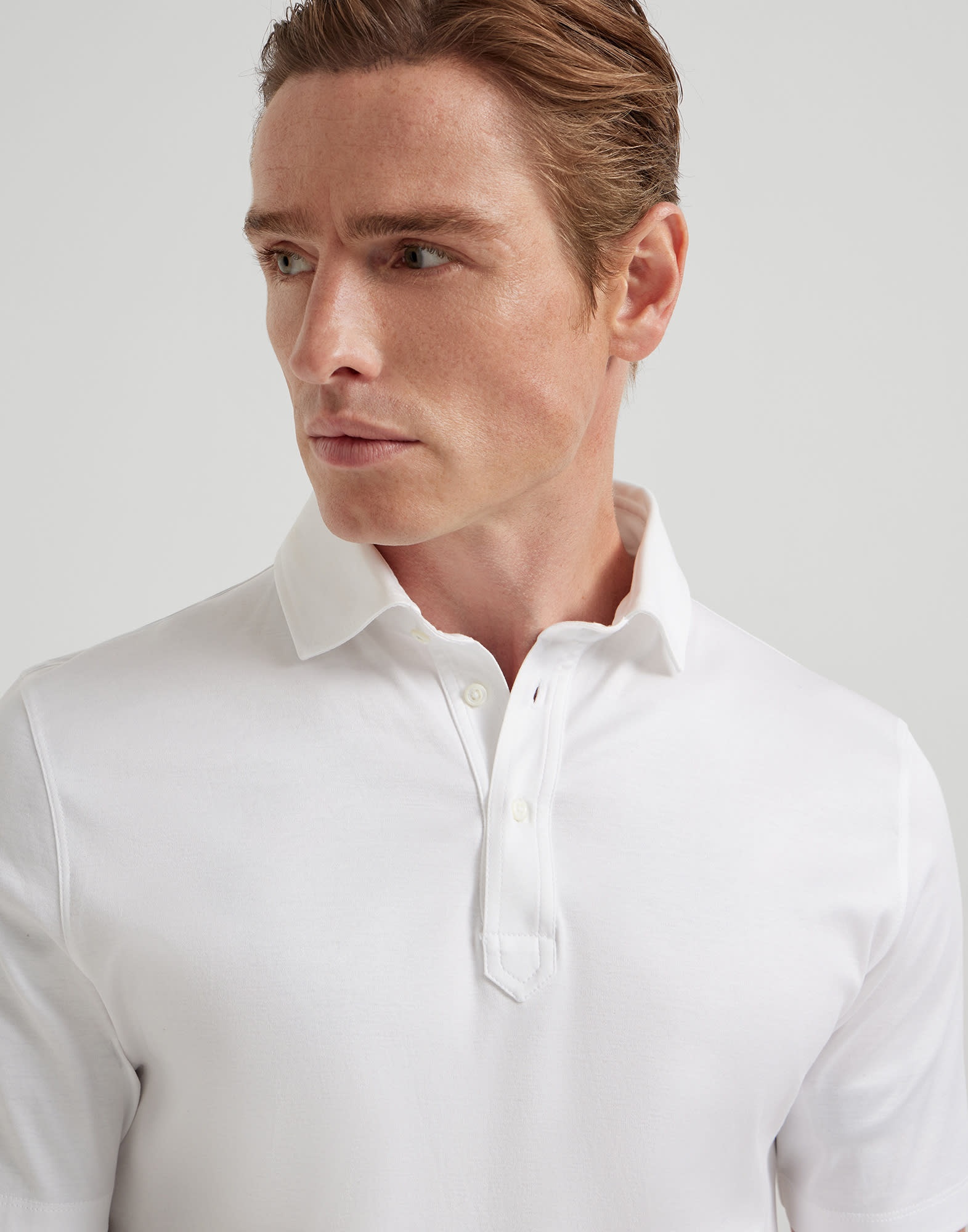 Cotton jersey polo with shirt-style collar - 3