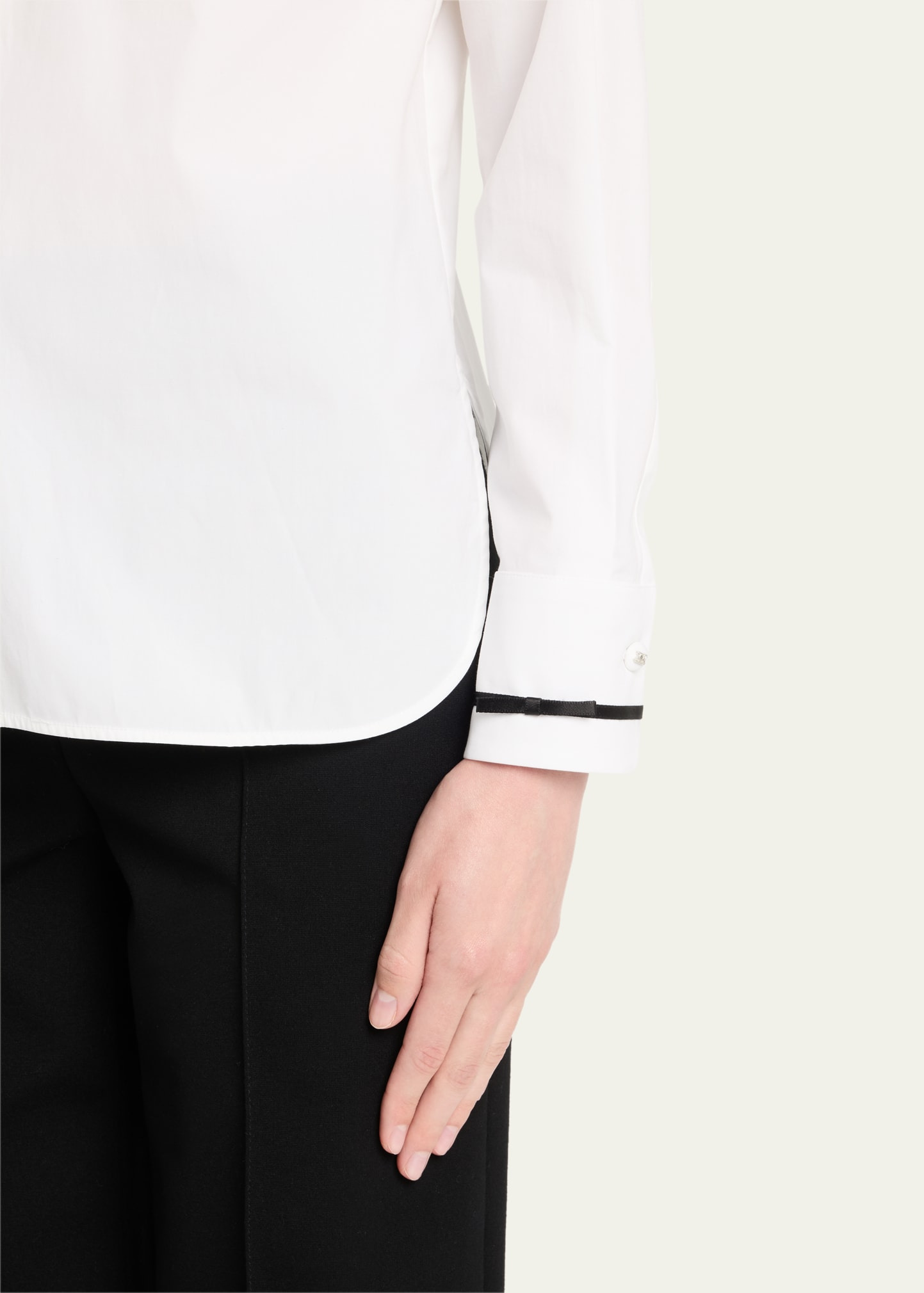 Otranto Mandarin Collar Cotton Blouse - 5