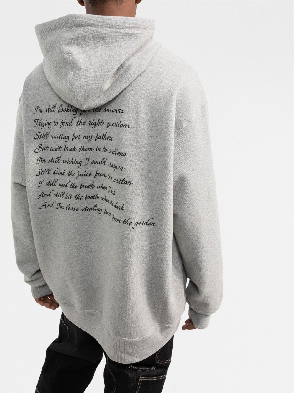 slogan-print cotton hoodie - 3