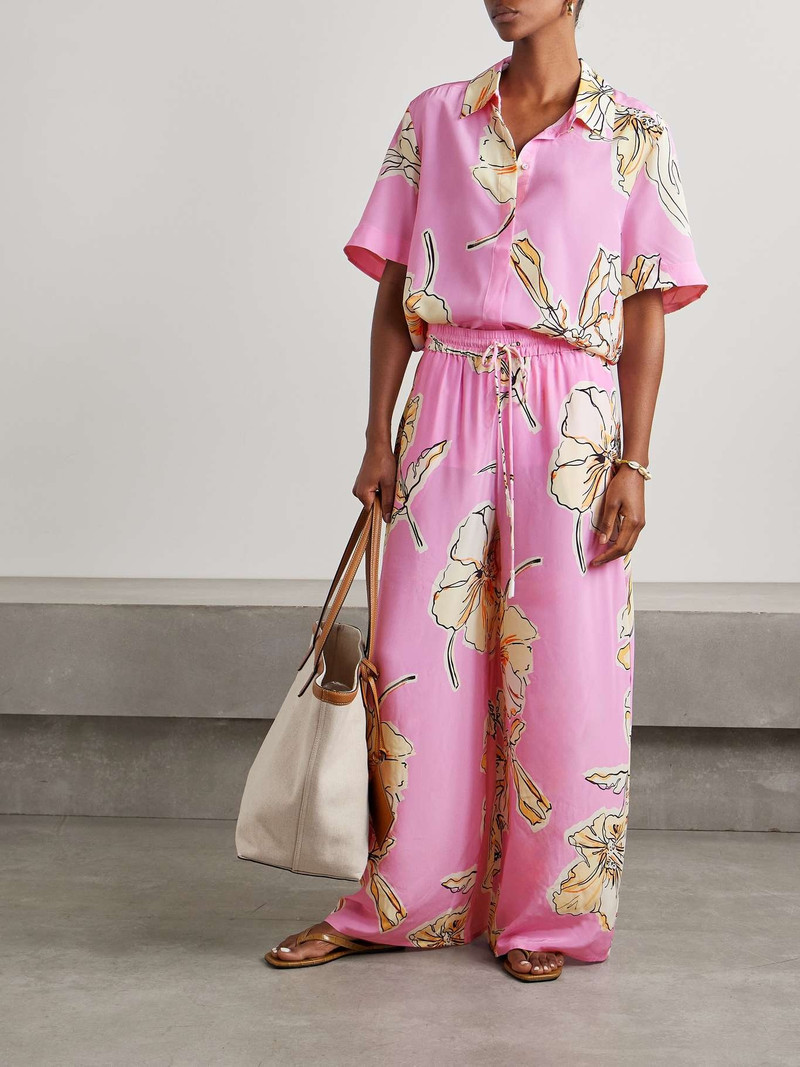 Aje. Mirella floral-print silk shirt Pink outlook