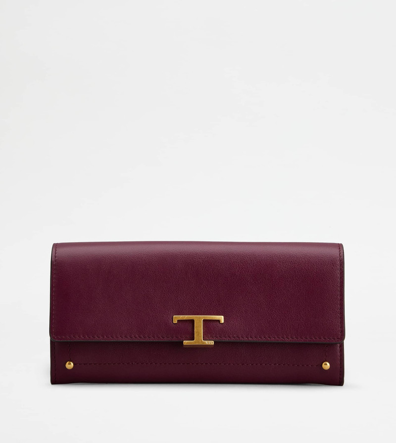 T TIMELESS WALLET IN LEATHER - BURGUNDY 1