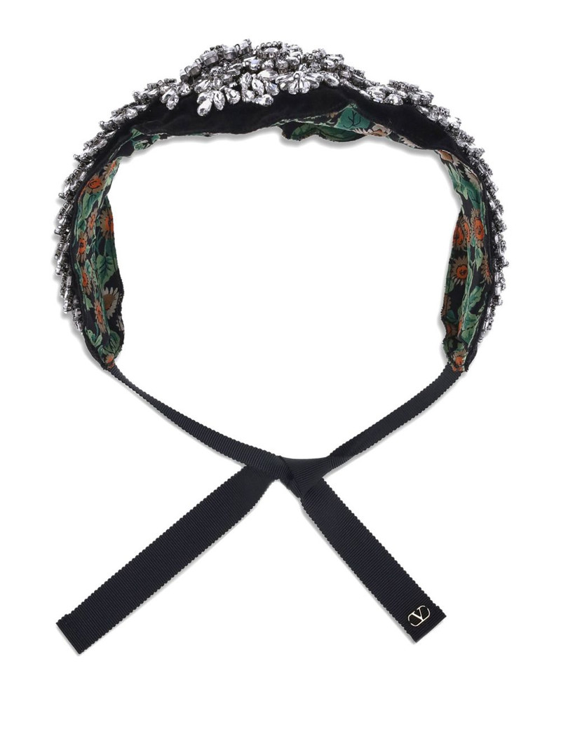 Valentino rhinestone-embellished velvet necklace outlook