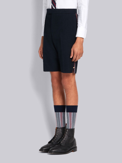 Thom Browne Navy Cotton Boucle Suiting Side Engineered Stripe Classic Short outlook